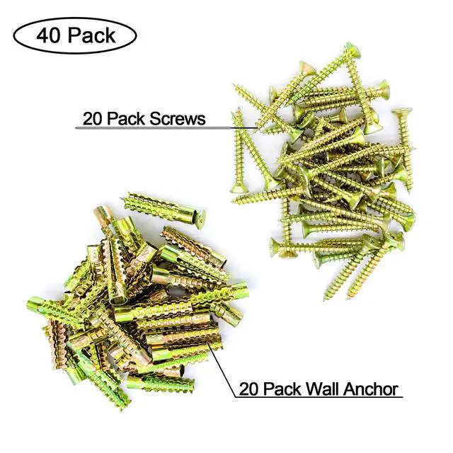 Alt view image 5 of 6 - 20Pack Hollow Wall Anchors with Screws, Loose Hinge Hole Repair Kits | Ideal for Door Hinge Repair, Anchors Heavy Duty for Concrete Wall, Hollow-Wall, Wooden Wall(6x32mm)