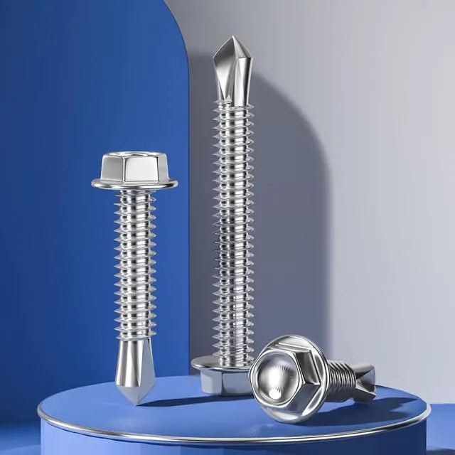 Alt view image 5 of 5 - (300Pcs) #8×3/4" Hex Washer Head Self Drilling Screws, 410 Stainless Steel Metal SheetScrewsTEK Screws, Sheet Metal Self Tapping Screws