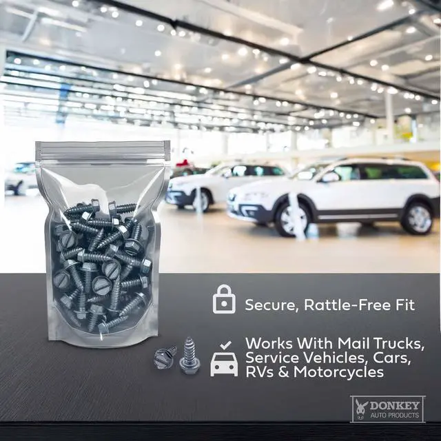 Alt view image 6 of 7 - License Plate Screws - #14 x 3/4" Inch - Slotted Hex Head for Vehicles (100 Pack)