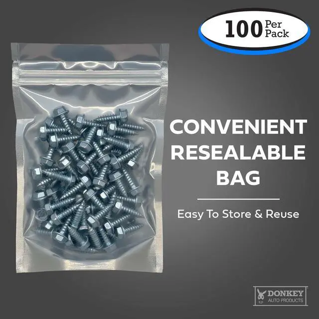Alt view image 7 of 7 - License Plate Screws - #14 x 3/4" Inch - Slotted Hex Head for Vehicles (100 Pack)