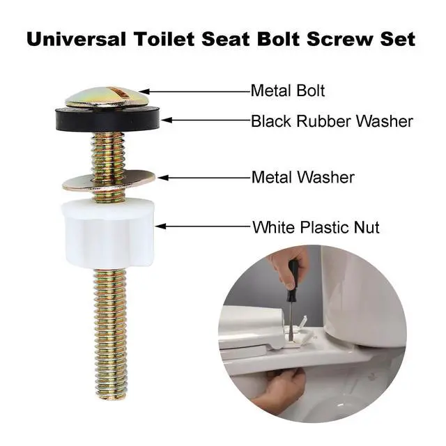 Alt view image 2 of 7 - 2 PCS Toilet Seat Screws Replacement Kit Universal Toilet Screw Set | Toilet Seat Fastener with Plastic Nut and Metal and Rubber Washers, Toilet Seat Bolt for Top Mount Toilet Seat Hinge