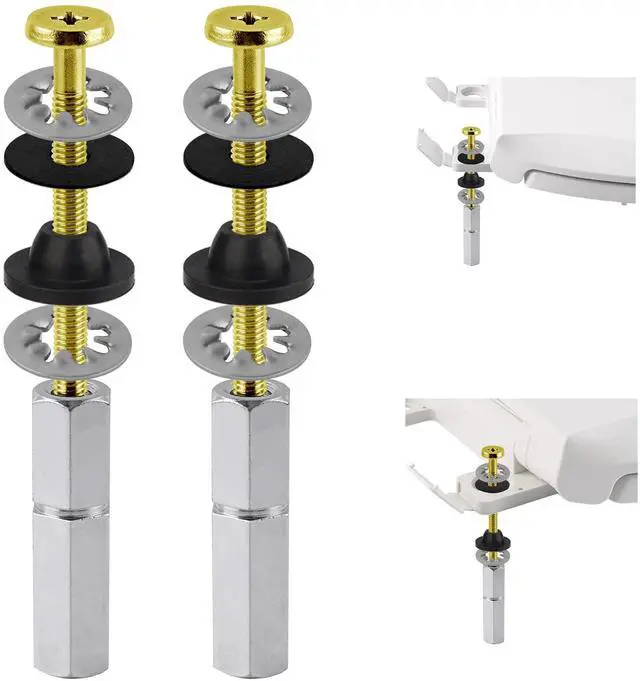 Main image of 2 PCS Universal Toilet Seat Bolts Kit, Brass Bolts with Metal Nuts | Heavy Duty Solid Brass Toilet Bolts with Stainless Steel Downlock Nuts, Easy to Install - Bathroom Toilet Repair Screw