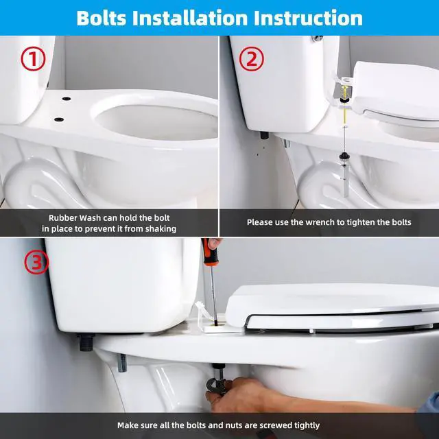 Alt view image 6 of 7 - 2 PCS Universal Toilet Seat Bolts Kit, Brass Bolts with Metal Nuts | Heavy Duty Solid Brass Toilet Bolts with Stainless Steel Downlock Nuts, Easy to Install - Bathroom Toilet Repair Screw