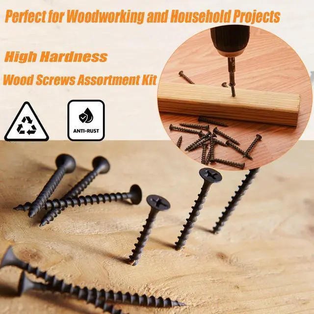 Alt view image 5 of 6 - 215PCS Assorted Wood Screws, Drywall Screws, Wood Screws Assortment Kit, Screw Assortment Kit,Phillips Assorted Screws, Contain 100PCS Anchors and 6 Sizes(2'', 1-1/2'', 1-1/4'', 1'', 3/4'', 5/8'')
