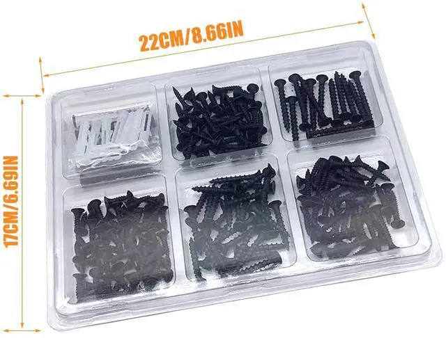 Alt view image 6 of 6 - 215PCS Assorted Wood Screws, Drywall Screws, Wood Screws Assortment Kit, Screw Assortment Kit,Phillips Assorted Screws, Contain 100PCS Anchors and 6 Sizes(2'', 1-1/2'', 1-1/4'', 1'', 3/4'', 5/8'')