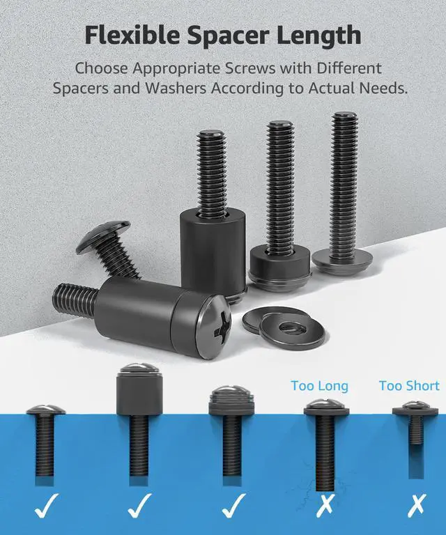 Alt view image 4 of 7 - Universal TV Mounting Hardware Screw Kit with Box - M4 M6 M8 Screws, Spacers & Washers for Most LED LCD OLED 4K TVs, Replacement Screws for TVs/Monitor Mounting, MU9041
