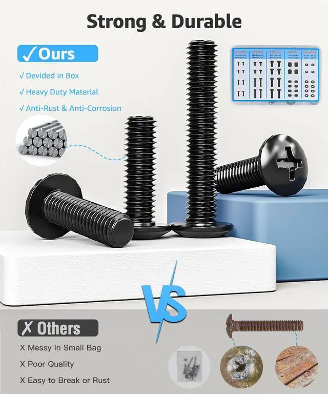 Alt view image 7 of 7 - Universal TV Mounting Hardware Screw Kit with Box - M4 M6 M8 Screws, Spacers & Washers for Most LED LCD OLED 4K TVs, Replacement Screws for TVs/Monitor Mounting, MU9041