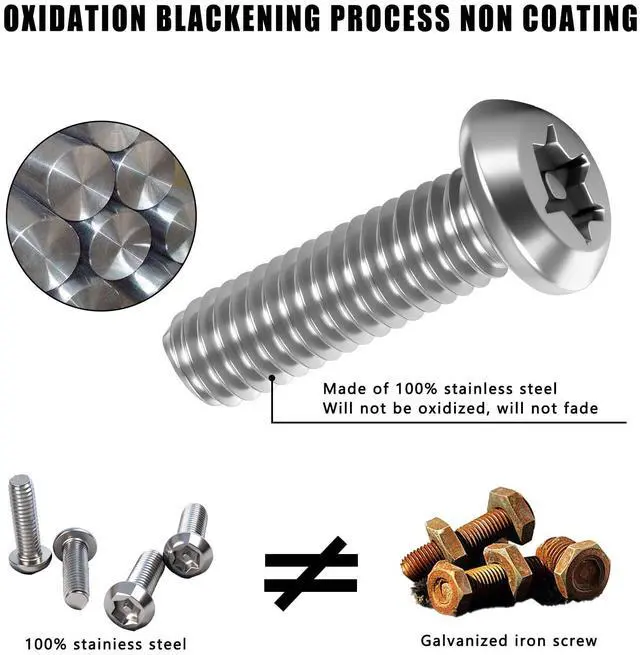 Alt view image 2 of 7 - 3rd-Gen Upgraded Anti Theft License Plate Screws Kit, Rustproof Stainless Steel License Plate Bolts, M6 (1/4") Fasteners with Caps, Front & Rear Mounting Hardware for Car, Truck, Motorcycle
