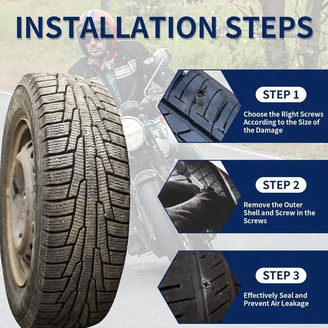 Alt view image 5 of 7 - 70 Pcs, Screw-In Tire Plugs Screw Type for Self-Service | Tire Repair Rubber Nail Kit, Flat Tire Puncture Repair Plugs, Rubber Screw Tire Plugs for Car, Motorcycle, Truck and Tractor