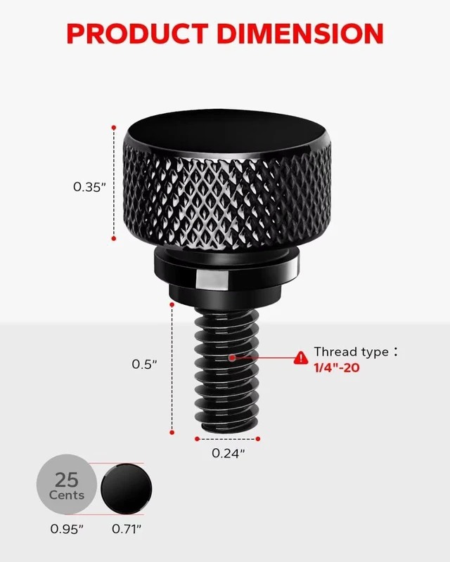 Alt view image 6 of 7 - Black 304 Stainless Steel Seat Bolt Screw Compatible with Harley Davidson 1996-2026
