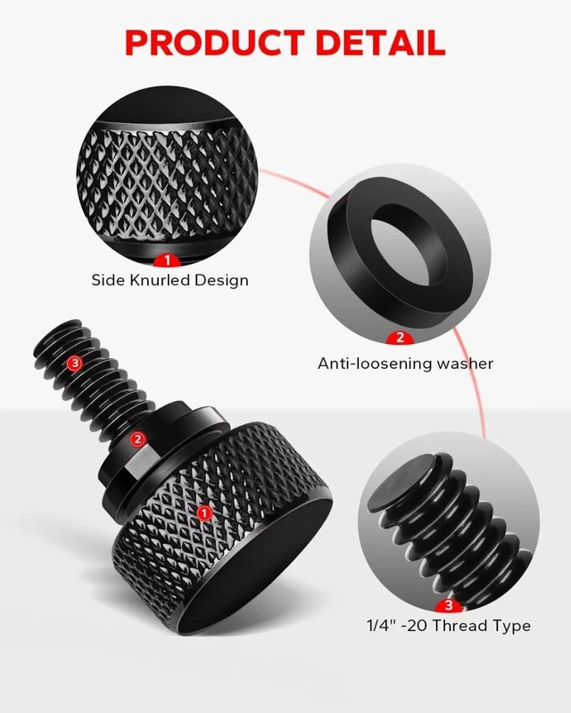 Alt view image 7 of 7 - Black 304 Stainless Steel Seat Bolt Screw Compatible with Harley Davidson 1996-2026