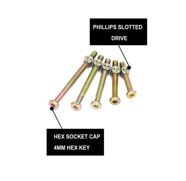 Alt view image 4 of 4 - Crib Screws and Bolts Kit - 25-Piece M6-1.0x40mm/50mm/60mm/70mm/80mm Furniture Barrel Bolts Assortment for Bunk Beds and Cribs
