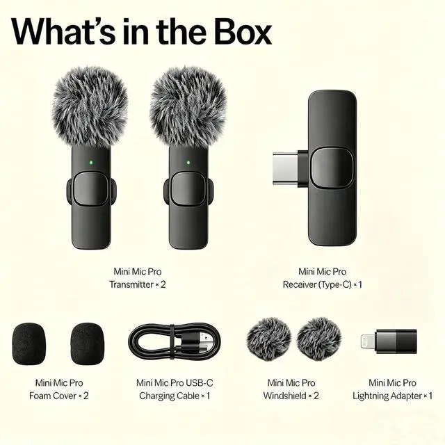 Alt view image 7 of 7 - Wireless Lavalier Microphone for iPhone Android, 2Pcs Mini Mic, Plug & Play | Noise Cancelling, 64dB Adaptive, 0.35oz Featherweight, 65ft Range, 6H Battery, for Content Creators Vlogging, YouTube,