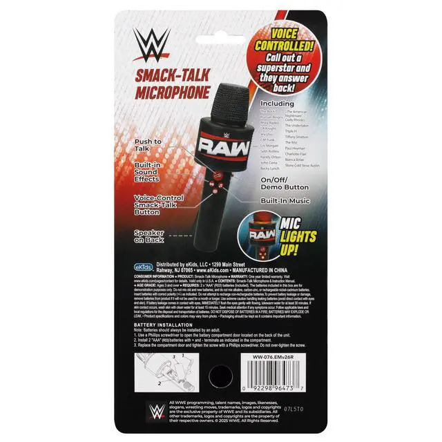 Alt view image 6 of 6 - Smack Talk Microphone Toy with Built-in Music and Sound Effects, for Fans of WWE Toys