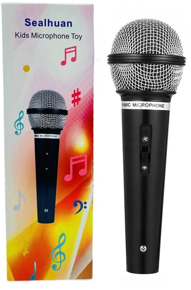 Main image of Microphone Toy for Kids - Plastic Pretend Prop Fake Microphone Toy for Halloween, Christmas, Cosplay, Birthday Party Favors, Costume Play (17cm, Black)