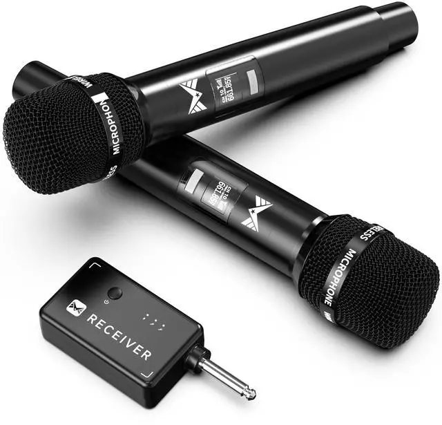 Main image of Wireless Microphones, Wireless Microphone with One-to-One Chip Connection, Less latency, 200FT Range, 40H Rechargeable Battery,Plug and Play, Ergonomic Design, Microphone for Singing, Speaker, Party