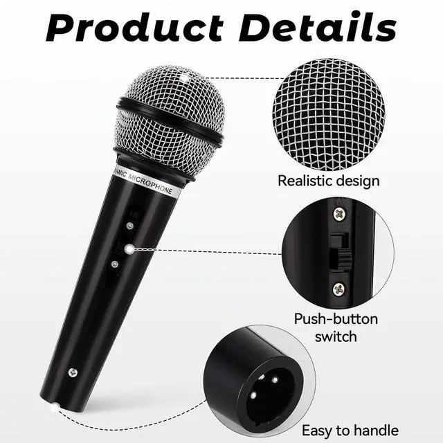 Alt view image 3 of 7 - 1 Pack Plastic Fake Microphone Prop, 6.7 in Pretend Microphone, Fake Mic Props for Birthday Party Favors
