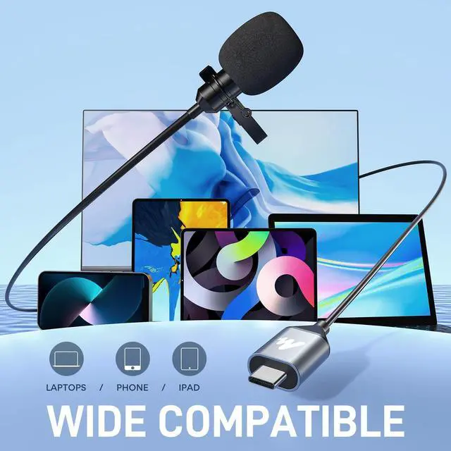 Alt view image 6 of 7 - USB-C Lavalier Microphone, 192kHz/24bit for Interview and Vlogging | Omnidirectional, Plug & Play for iPhone15, iPad, Android, Conference Call, YouTube Video, Dictation, Meeting, Recording, UL11