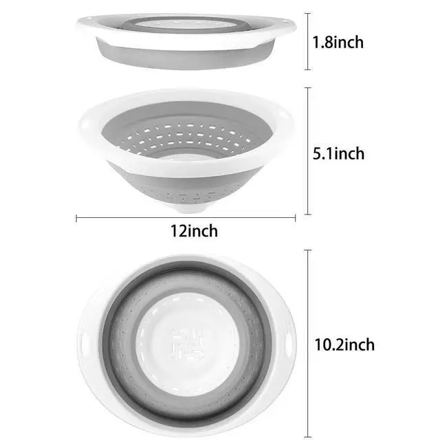 Alt view image 4 of 7 - Collapsible Colander and Strainer, 5 Quart(1.25 gal), Heavy Duty Kitchen Drainer Basket for Pasta, Veggies and Fruits, New Home Apartment Essentials