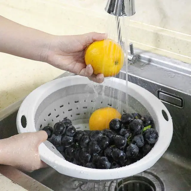 Alt view image 6 of 7 - Collapsible Colander and Strainer, 5 Quart(1.25 gal), Heavy Duty Kitchen Drainer Basket for Pasta, Veggies and Fruits, New Home Apartment Essentials