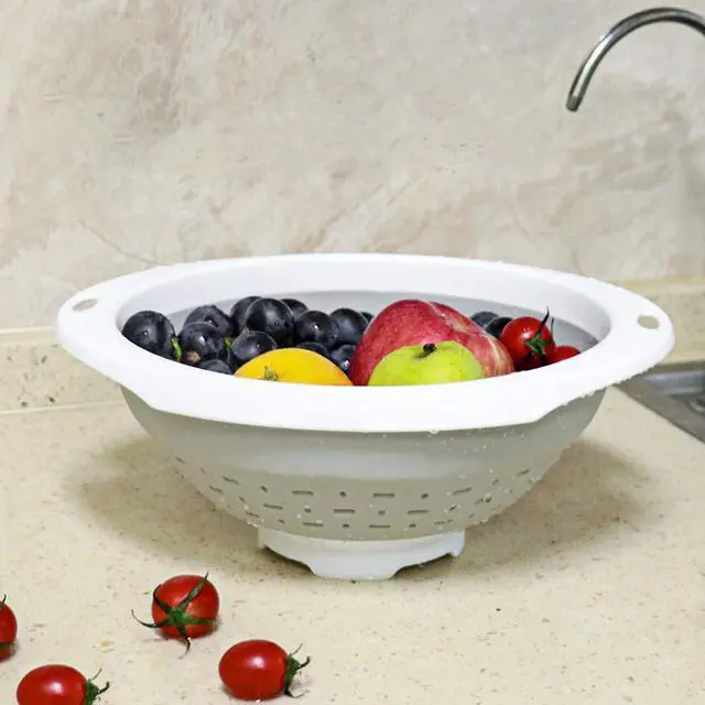 Alt view image 7 of 7 - Collapsible Colander and Strainer, 5 Quart(1.25 gal), Heavy Duty Kitchen Drainer Basket for Pasta, Veggies and Fruits, New Home Apartment Essentials