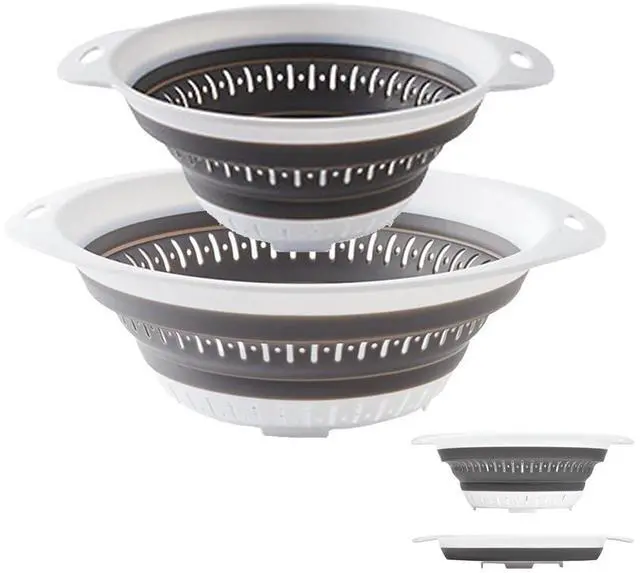 Main image of Collapsible Colander and Strainer,Silicone Strainer Colanders & Food Strainers,for Vegetable and Fruit, Kitchen Essentials (2, White, 1.3L+2.5L)