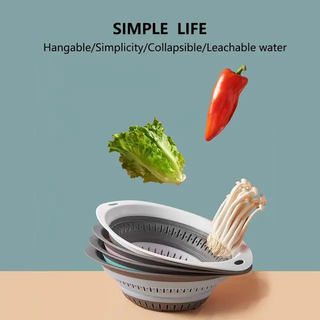 Alt view image 2 of 6 - Collapsible Colander and Strainer,Silicone Strainer Colanders & Food Strainers,for Vegetable and Fruit, Kitchen Essentials (2, White, 1.3L+2.5L)