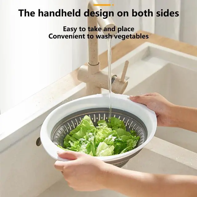 Alt view image 4 of 6 - Collapsible Colander and Strainer,Silicone Strainer Colanders & Food Strainers,for Vegetable and Fruit, Kitchen Essentials (2, White, 1.3L+2.5L)