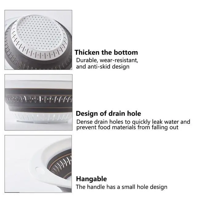 Alt view image 5 of 6 - Collapsible Colander and Strainer,Silicone Strainer Colanders & Food Strainers,for Vegetable and Fruit, Kitchen Essentials (2, White, 1.3L+2.5L)