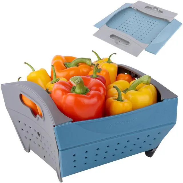 Main image of 3-Quart (2.8L) Compact, Collapsible Strainer for Pasta, Vegetables, Fruit, Space-Saving, Self-Standing with Handles, for Camping and Outdoor Kitchens, Standard Size