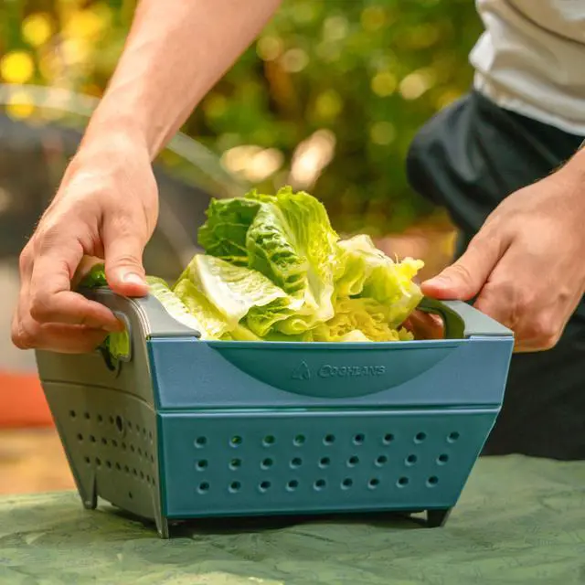 Alt view image 3 of 4 - 3-Quart (2.8L) Compact, Collapsible Strainer for Pasta, Vegetables, Fruit, Space-Saving, Self-Standing with Handles, for Camping and Outdoor Kitchens, Standard Size