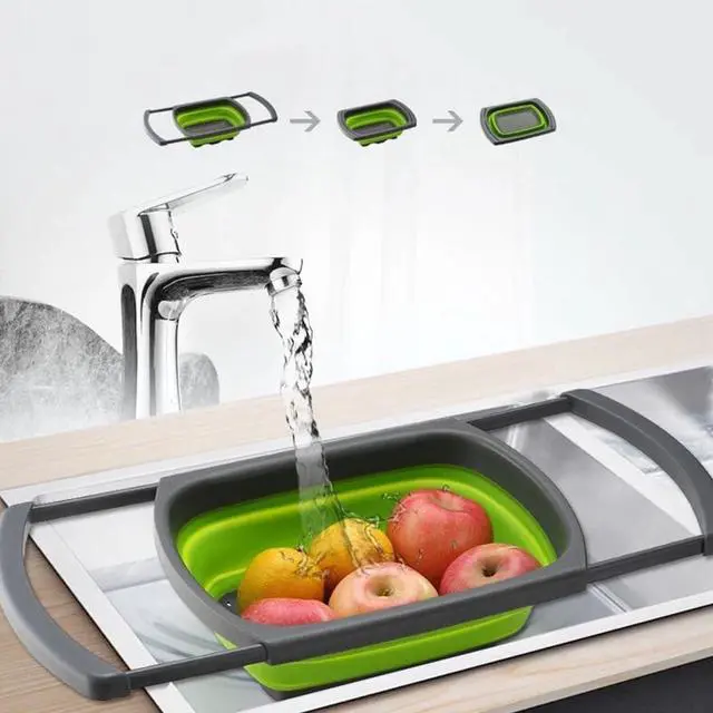 Alt view image 2 of 7 - Colander collapsible, Colander Strainer Over The Sink Vegetable/Fruit Colanders Strainers, Fruit and Pasta Foldable Strainer for Kitchen, 6-Quart, BPA Free