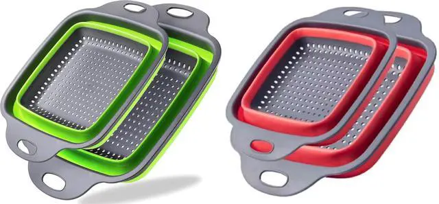 Main image of Collapsible Colander,Collapsible Colander Set,Folding Kitchen Silicone Strainer,Vegetable Pasta And Fruit,Folding and Expandable Square Silicone Kitchen Strainer