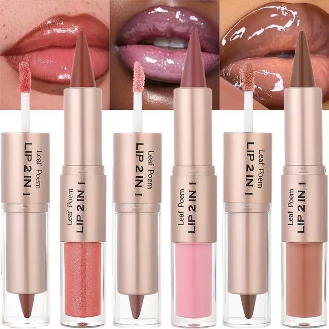Main image of 3 Pcs Double-ended Glossy 2-in-1 Lip Liner and Lipstick Set (#04 #05 #06) | Double-ended Glossy 2-in-1 Lipstick Smooth Buildable Lipgloss Waterproof and Long-Lasting Moisturizing