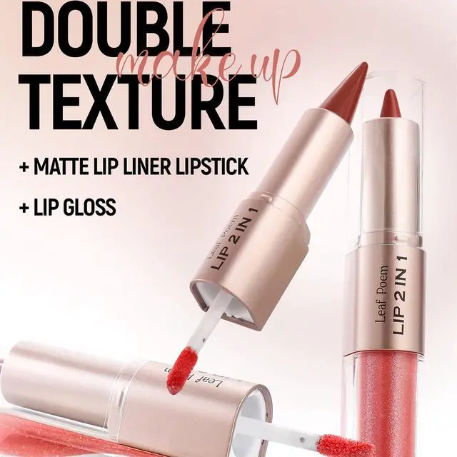 Alt view image 2 of 7 - 3 Pcs Double-ended Glossy 2-in-1 Lip Liner and Lipstick Set (#04 #05 #06) | Double-ended Glossy 2-in-1 Lipstick Smooth Buildable Lipgloss Waterproof and Long-Lasting Moisturizing