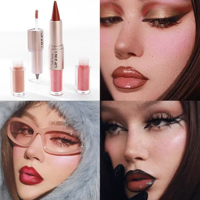 Alt view image 6 of 7 - 3 Pcs Double-ended Glossy 2-in-1 Lip Liner and Lipstick Set (#04 #05 #06) | Double-ended Glossy 2-in-1 Lipstick Smooth Buildable Lipgloss Waterproof and Long-Lasting Moisturizing