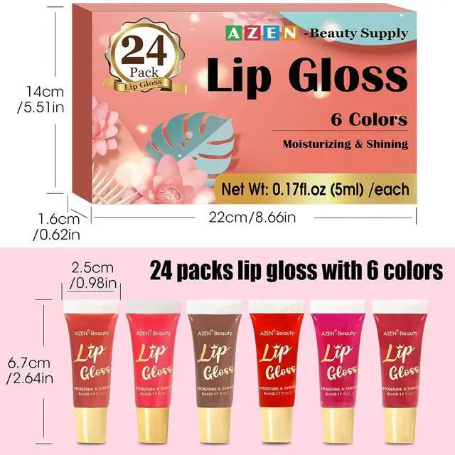 Alt view image 7 of 7 - 24 Pack Lip Gloss Set, Color Lip Oil for Dry Cracked Lips Moisturizing Hydrating Nourishing with Vitamin E