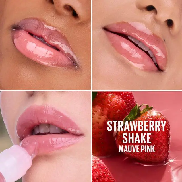 Alt view image 2 of 7 - Oil-in-Gel Lip Gloss for Glassy, Bouncy Shine, Hydrating, Tinted Lip Balm and Moisturizer with Hyaluronic Acid and Passionfruit Oil, Strawberry Shake (Mauve Pink)