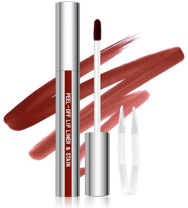 Main image of Peel Off Lip Liner Stain, Long Wear Tattoo Lip Liner with Tweezer, Peel Off Lip Stain with Matte Finish, Long Lasting, Waterproof, Transfer-proof, Highly Pigmented Color (Cocoa)