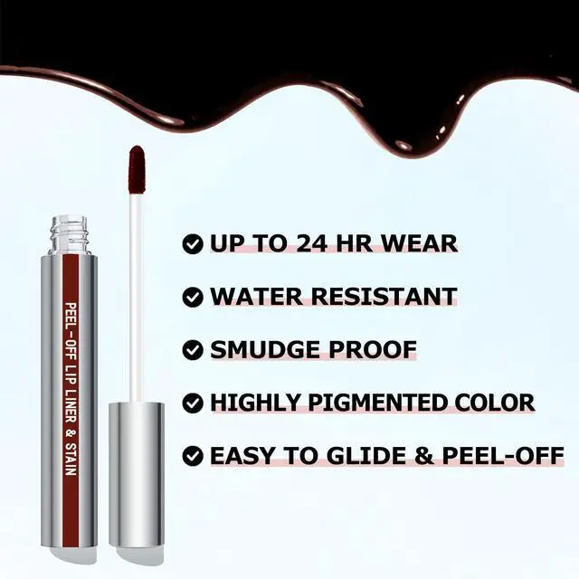 Alt view image 3 of 7 - Peel Off Lip Liner Stain, Long Wear Tattoo Lip Liner with Tweezer, Peel Off Lip Stain with Matte Finish, Long Lasting, Waterproof, Transfer-proof, Highly Pigmented Color (Cocoa)