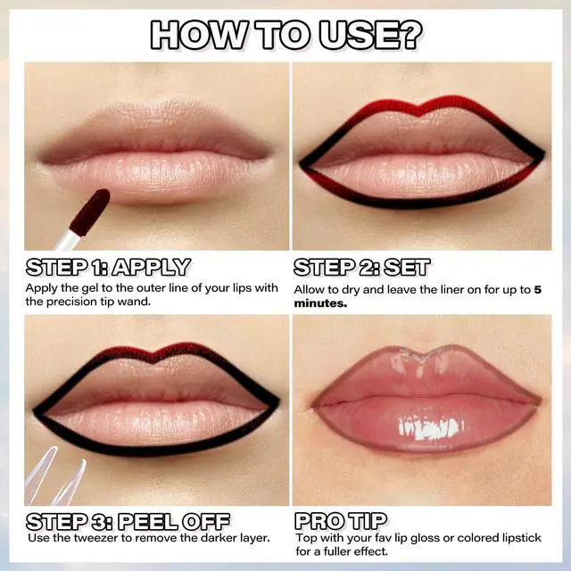 Alt view image 6 of 7 - Peel Off Lip Liner Stain, Long Wear Tattoo Lip Liner with Tweezer, Peel Off Lip Stain with Matte Finish, Long Lasting, Waterproof, Transfer-proof, Highly Pigmented Color (Cocoa)