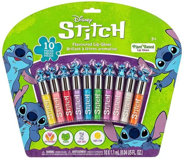 Main image of Stitch Lip Gloss Set, 10-Piece Plant-Based, Ages 3+