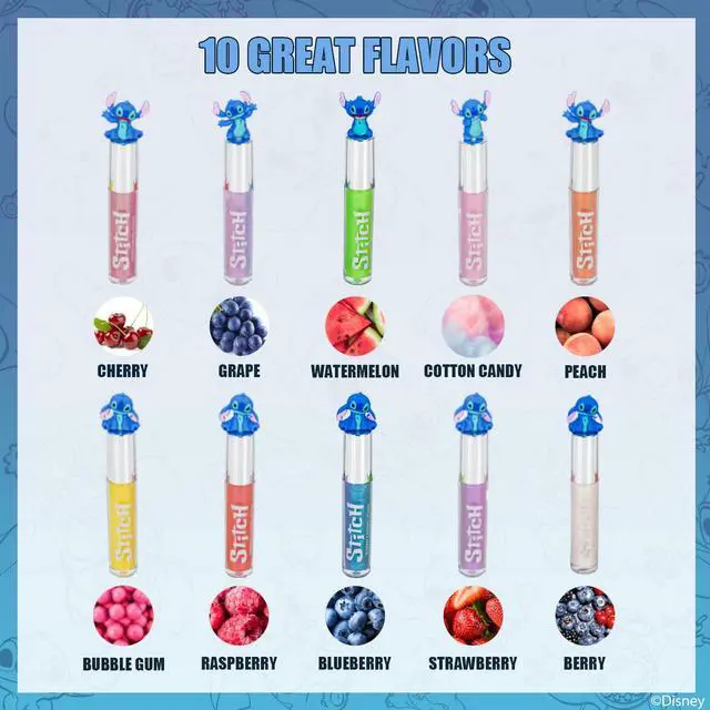 Alt view image 2 of 7 - Stitch Lip Gloss Set, 10-Piece Plant-Based, Ages 3+