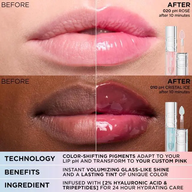 Alt view image 2 of 7 - Hyaluron Lip Oil, Color Shifting Lip Tint with 24HR Hydration, Volumizing Shine and Lasting Color, 020 pH Rosé