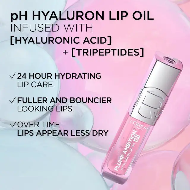 Alt view image 5 of 7 - Hyaluron Lip Oil, Color Shifting Lip Tint with 24HR Hydration, Volumizing Shine and Lasting Color, 020 pH Rosé