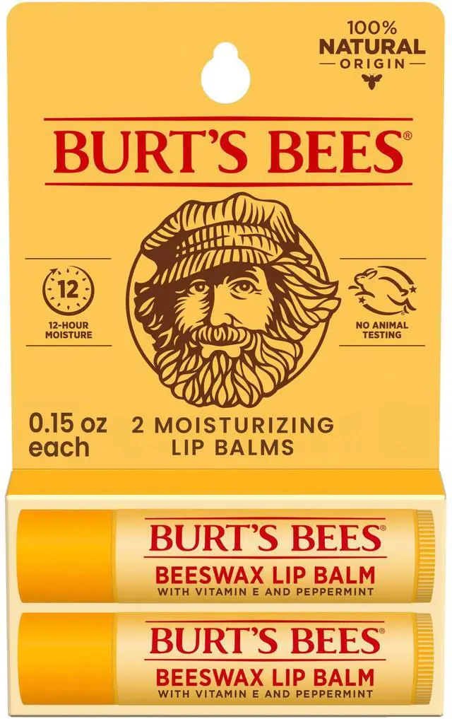 Main image of Lip Balm - Original Beeswax, Lip Moisturizer With Responsibly Sourced Beeswax, Tint-Free, Natural Origin Conditioning Treatment, 2 Tubes, 0.15 oz. | Lip Moisturizer with Beeswax, Tint-Free, 100 Percen