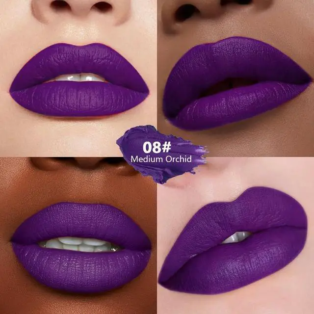 Alt view image 3 of 7 - Dark Orchid Purple Matte Lipstick - Pigmented Lip Crayon & Face Paint Stick for Women Everyday Halloween Birthday Party Wear, Younger-Looking Lip Makeup, Labial con color para uso diario 08