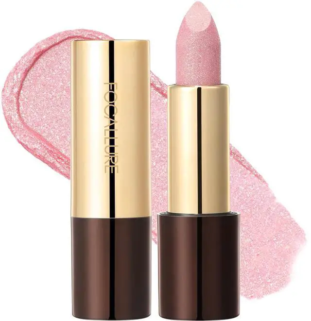 Main image of Metallic Lipstick - Sparkle Glitter Finish, Light Pink | Full Coverage, Long-Lasting, Smudge-proof, Hydrating Formula, Non-sticky, Lightweight Frosted Lipsticks,