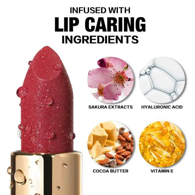 Alt view image 4 of 6 - Metallic Lipstick - Sparkle Glitter Finish, Light Pink | Full Coverage, Long-Lasting, Smudge-proof, Hydrating Formula, Non-sticky, Lightweight Frosted Lipsticks,