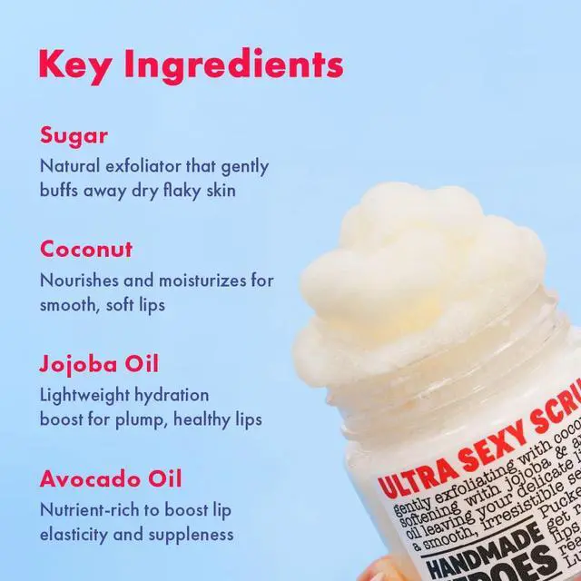 Alt view image 5 of 6 - 100% Natural Lip Scrub, Vegan Conditioning Coconut Lip Exfoliator - Gentle Exfoliant, Ultra Sexy Sugar Lip Mask Polish and Scrubber for Chapped Dry and Dark Lips, (Coconut Sorbet)